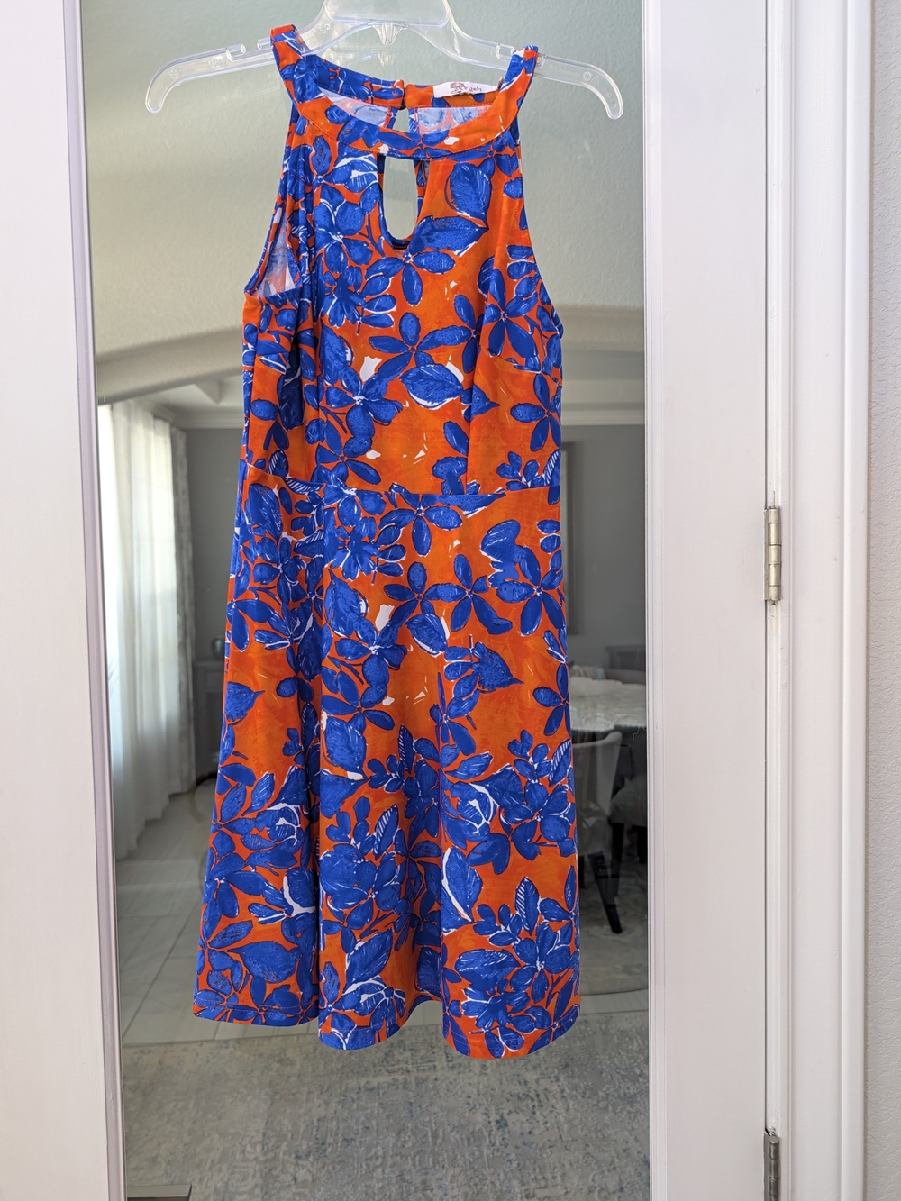 Aryeh Vibrant Keyhole Halter Mini Dress